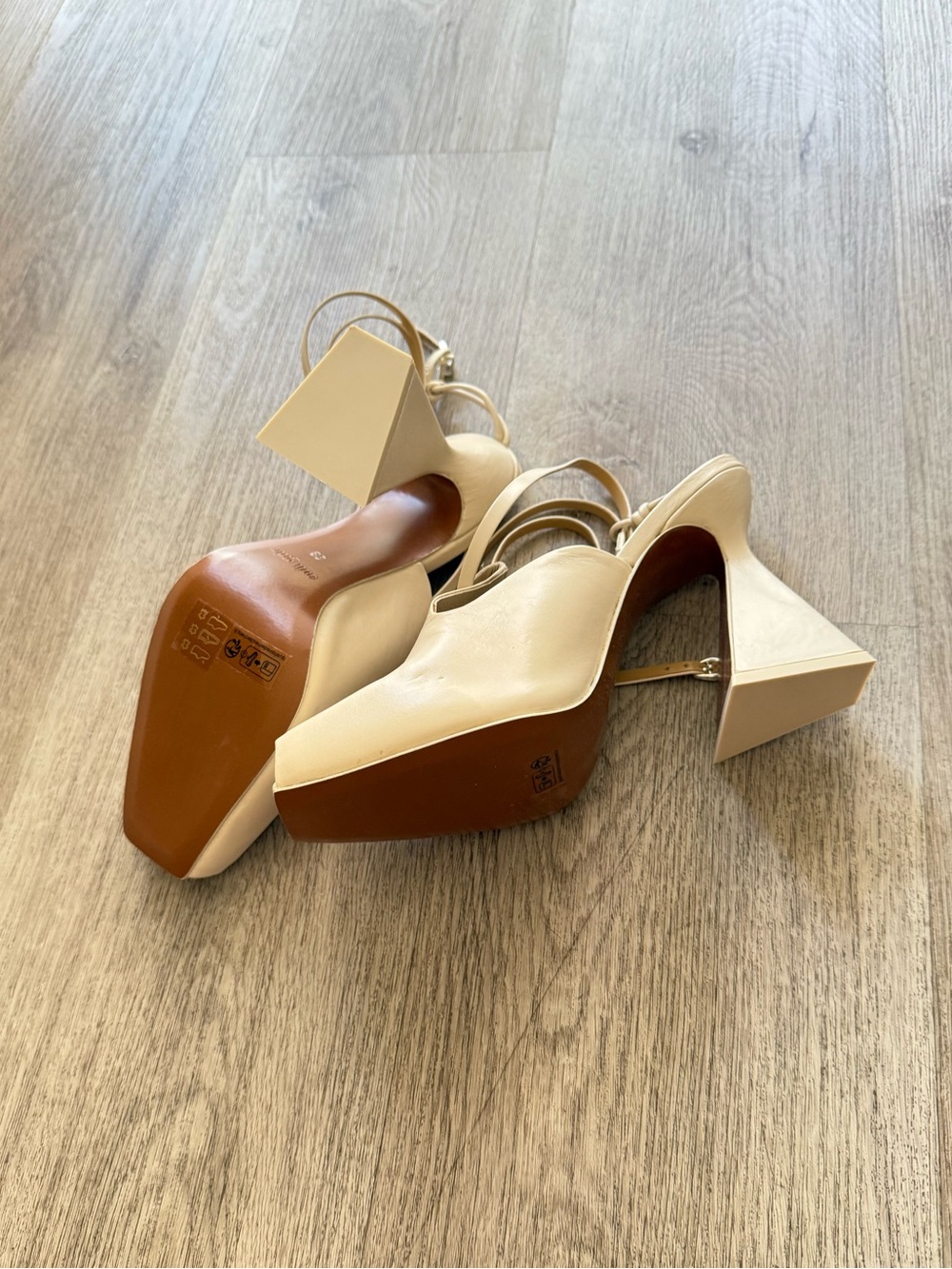 cult gaia lorena cream leather sculptural high heel ankle pumps mules shoes 38 - Picture 9 of 11